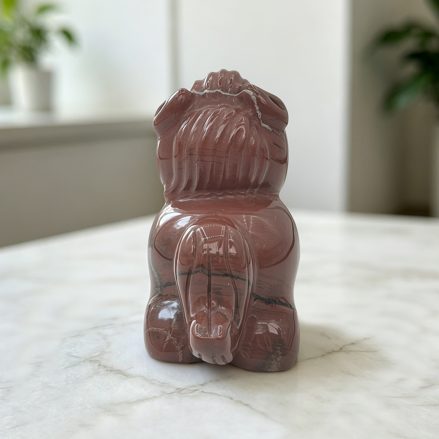 Red Jasper Cartoon Pony Carving - Hand Carved Natural Stone