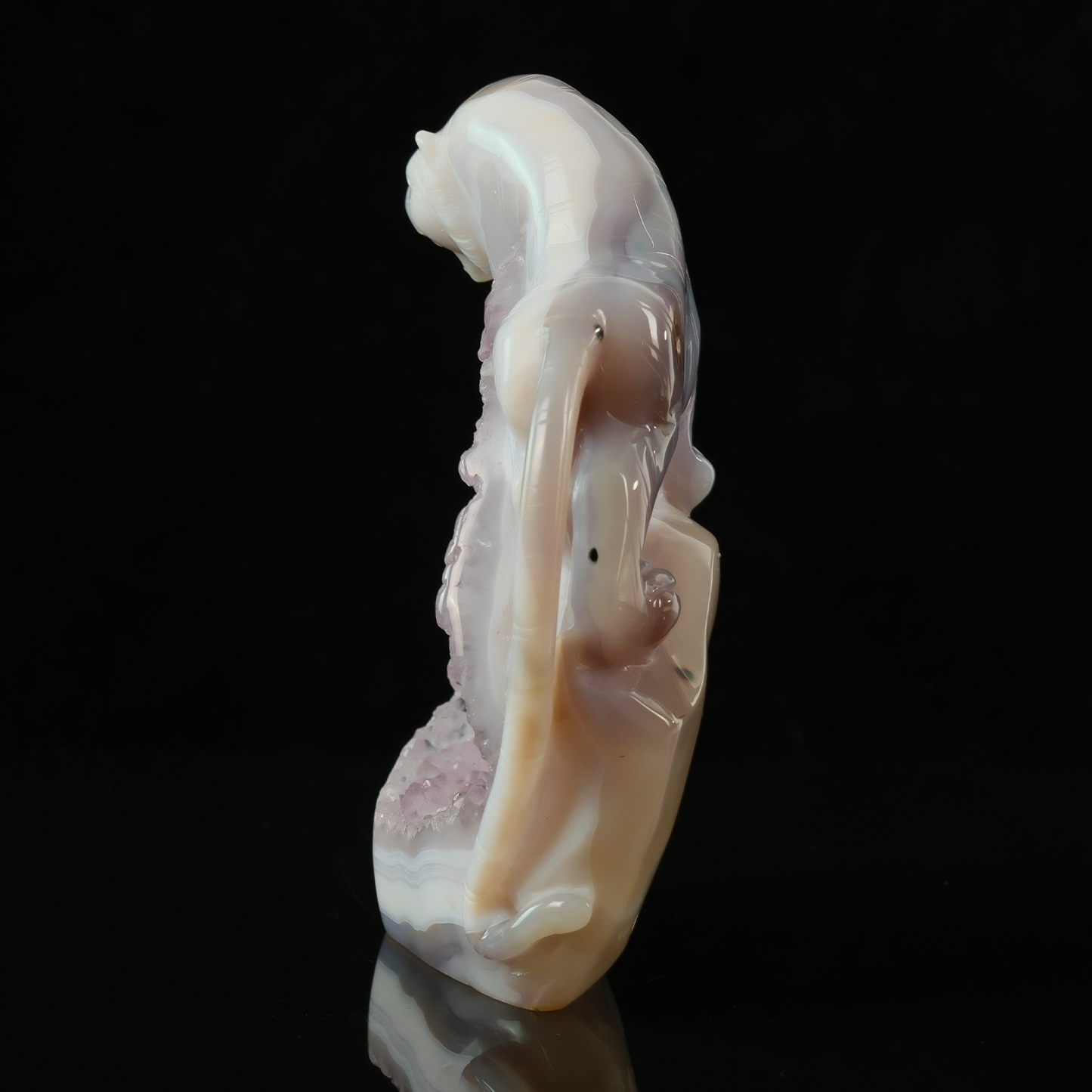 Pale Amethyst Cluster Tiger Carving - Natural Crystal Sculpture