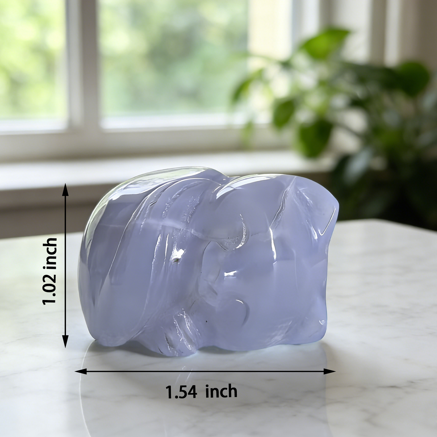 Blue Chalcedony Sleeping Cat Carving – Hand Carved Natural Stone