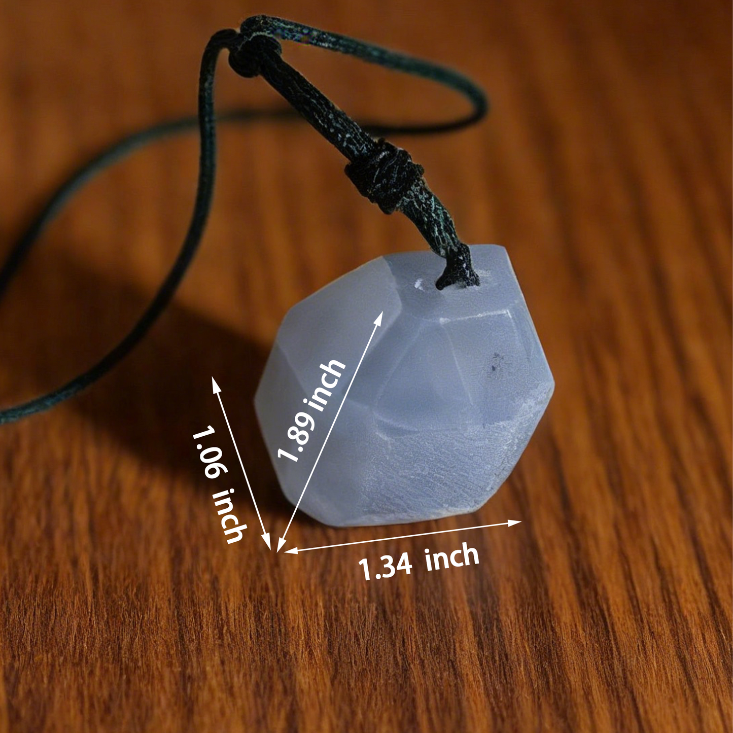 Blue Chalcedony Polyhedron Fidget Pendant – Natural Stone Charm