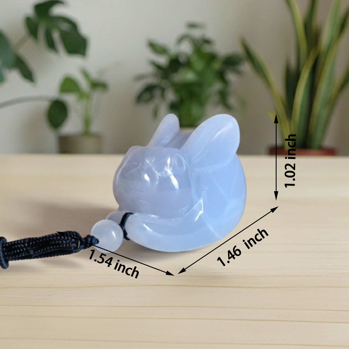 Lapin anti-stress en calcédoine bleue – Pierre précieuse naturelle
