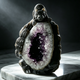 Amethyst Geode Cluster Squirrel Carving - Hand Carved Natural Crystal