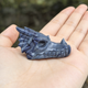 Additional view of a 2.5-inch Blue Aventurine dragon skull carving