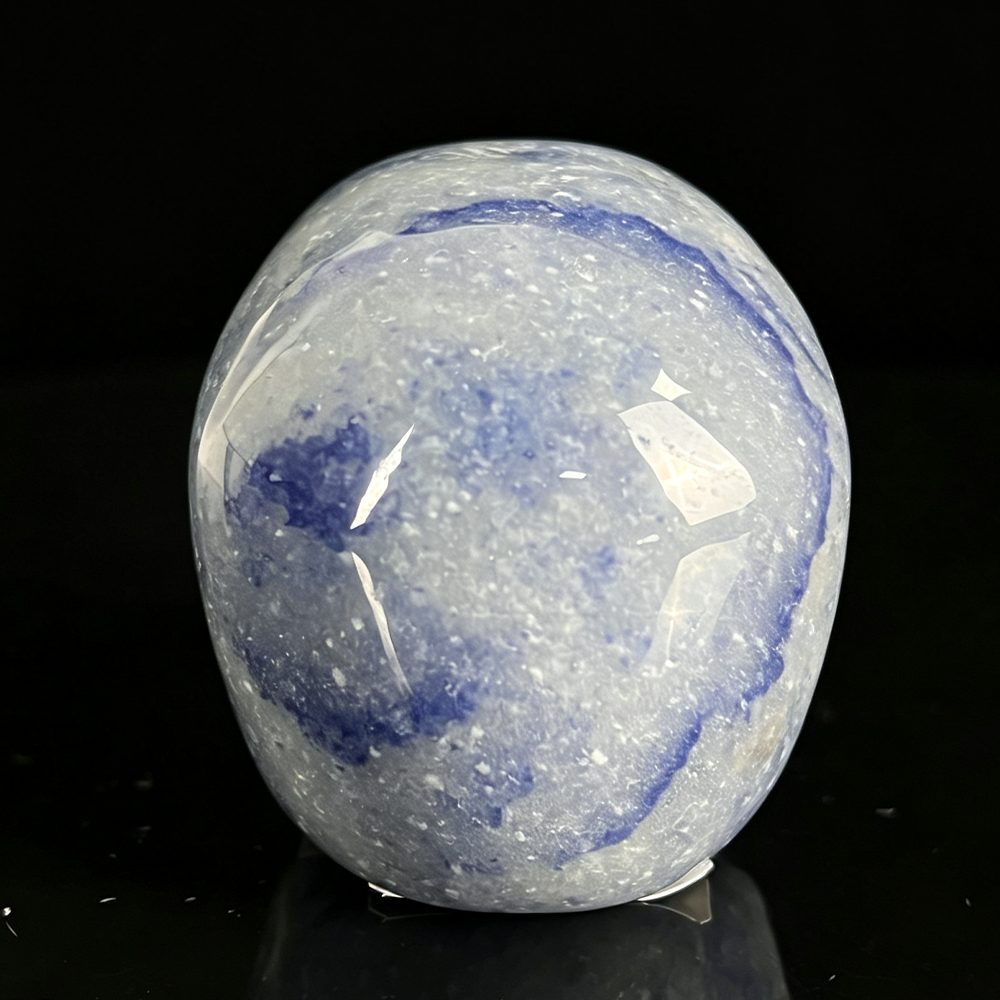 Back view of a 2-inch Blue Aventurine human skull carving