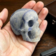 Main view of a 2-inch Blue Aventurine human skull carving