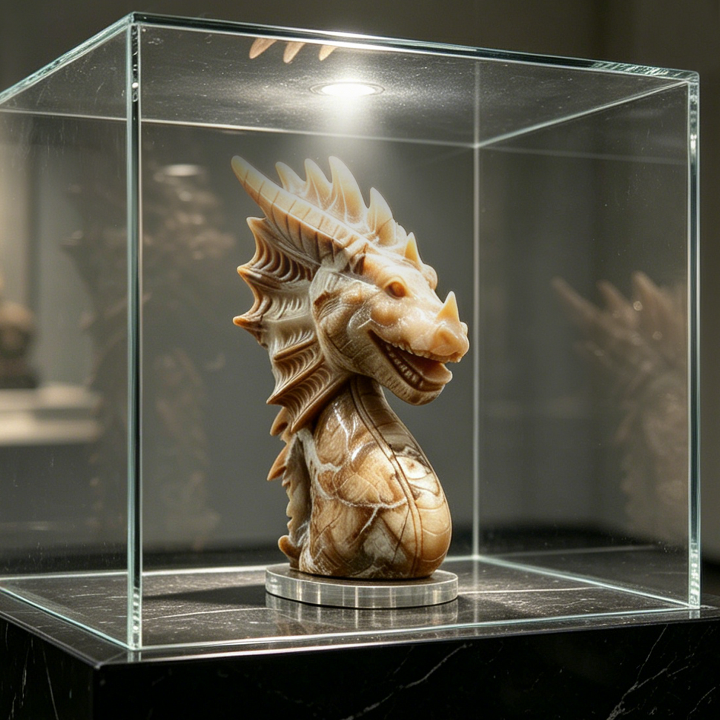 Yellow Chalcedony Dragon Head Sculpture - Hand Carved Natural Stone