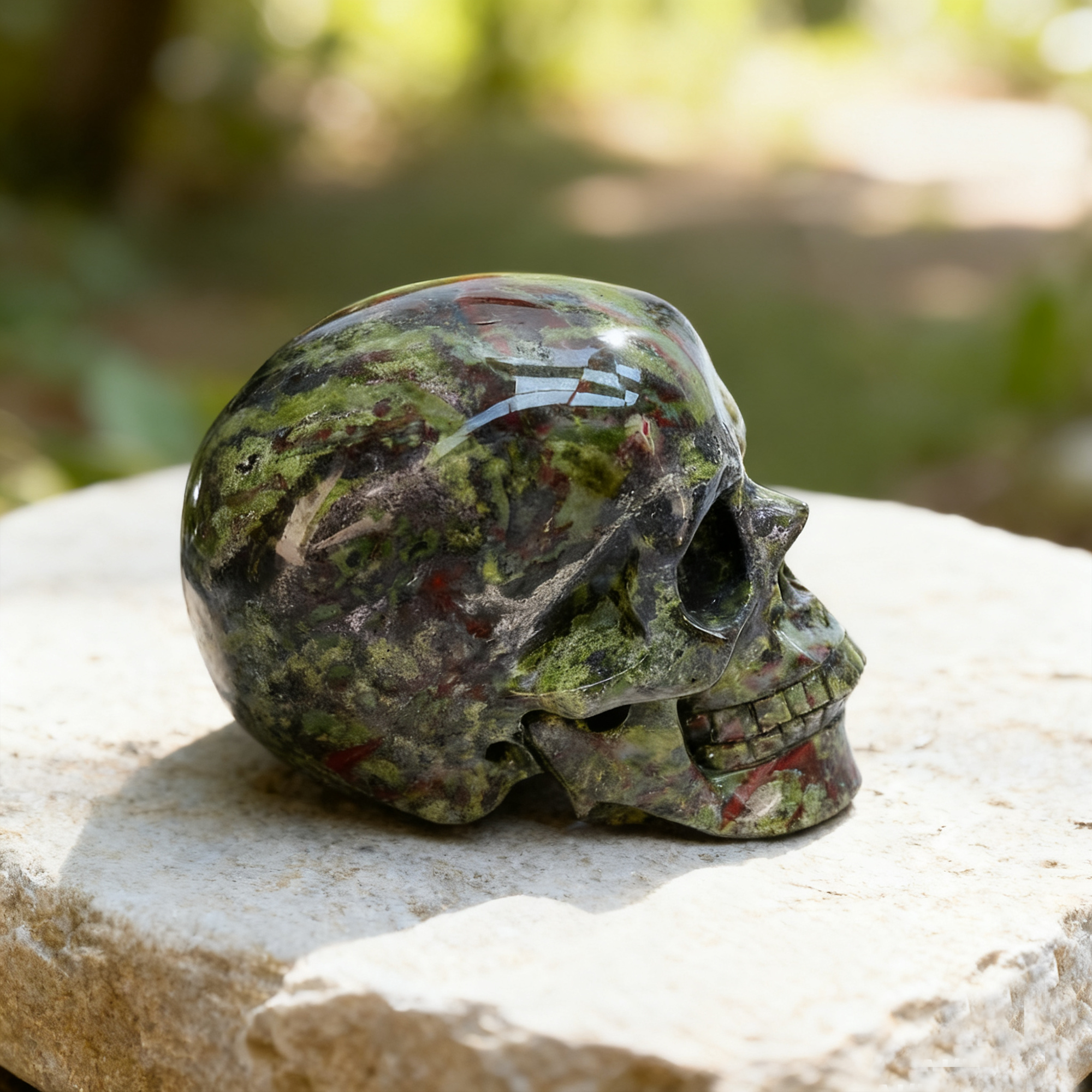 2 Inch Dragon Bloodstone Crystal Skull – Mini Gemstone Skull