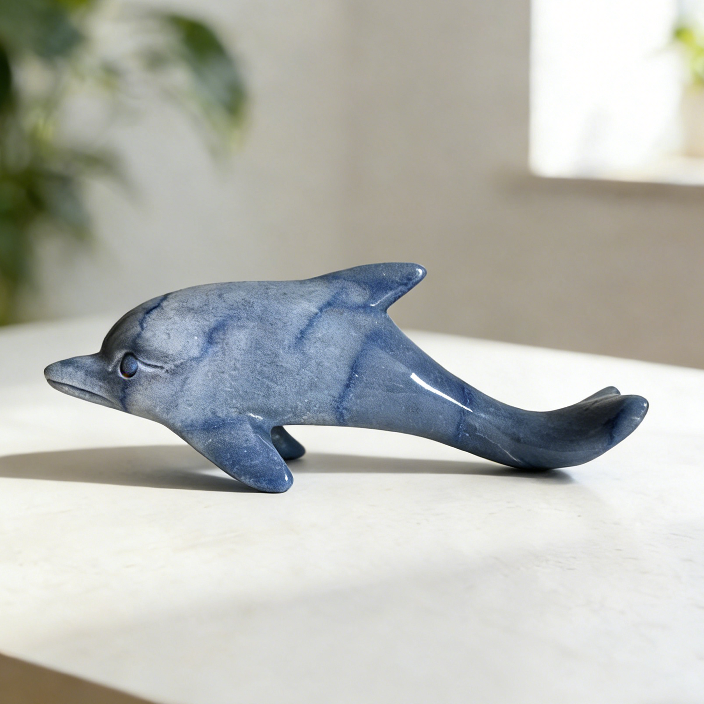 Blue Aventurine Dolphin Carving – Natural Gemstone Sculpture