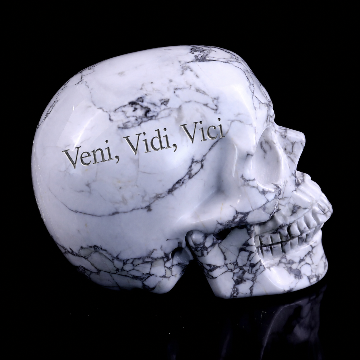 4.5 Inch White Howlite Turquoise Crystal Skull – Hand Carved Natural Stone