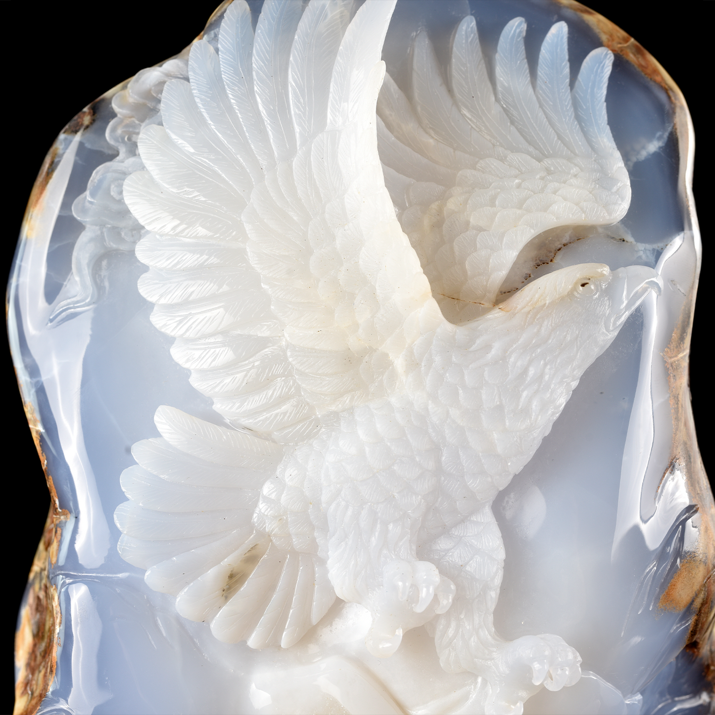 ‘Soar Above’ - Bas-Relief Blue Chalcedony Soaring Eagle · Specimen No. 16