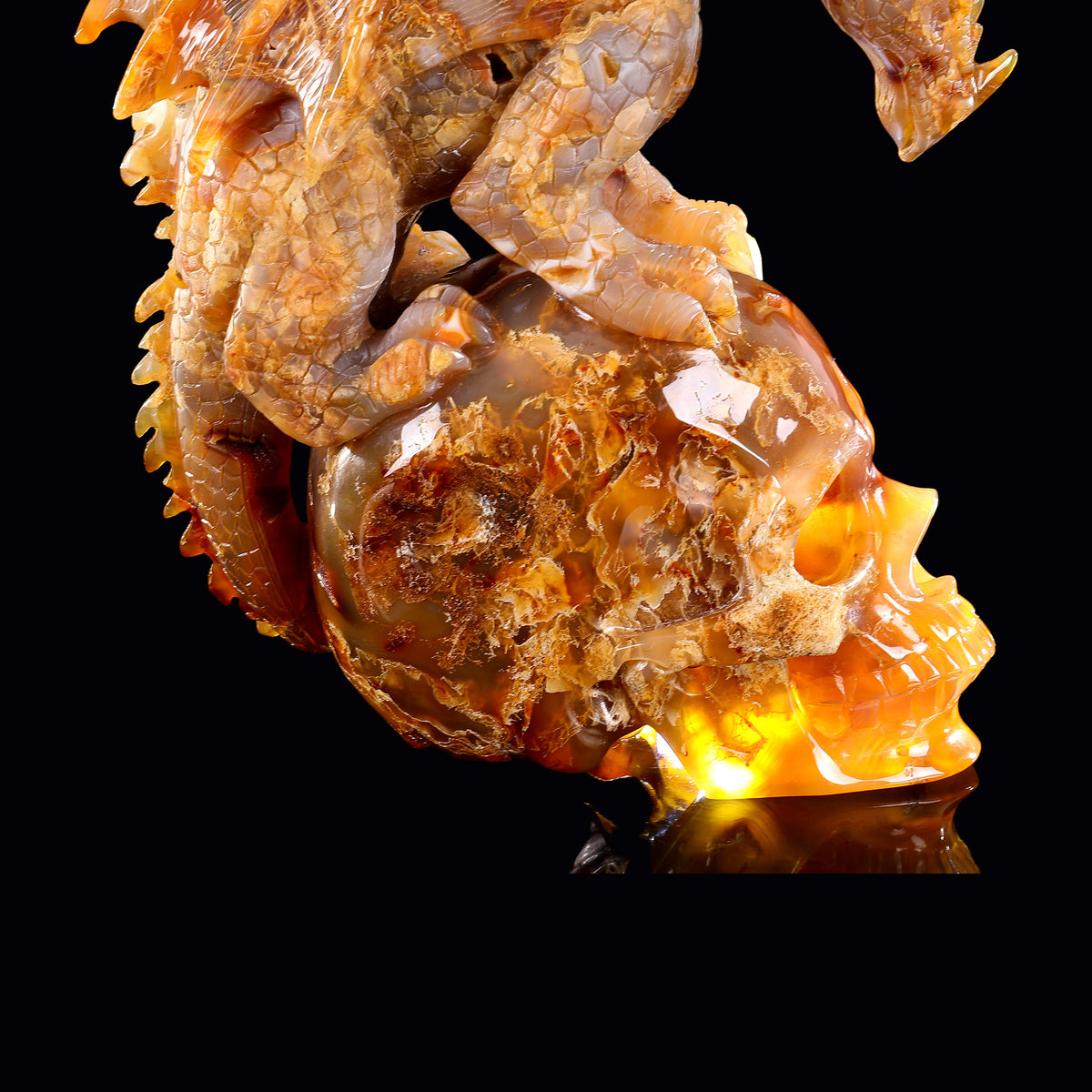 ‘The Red King’ - Hand-Carved Carnelian Chalcedony Dragon and Skull · Specimen No. 27