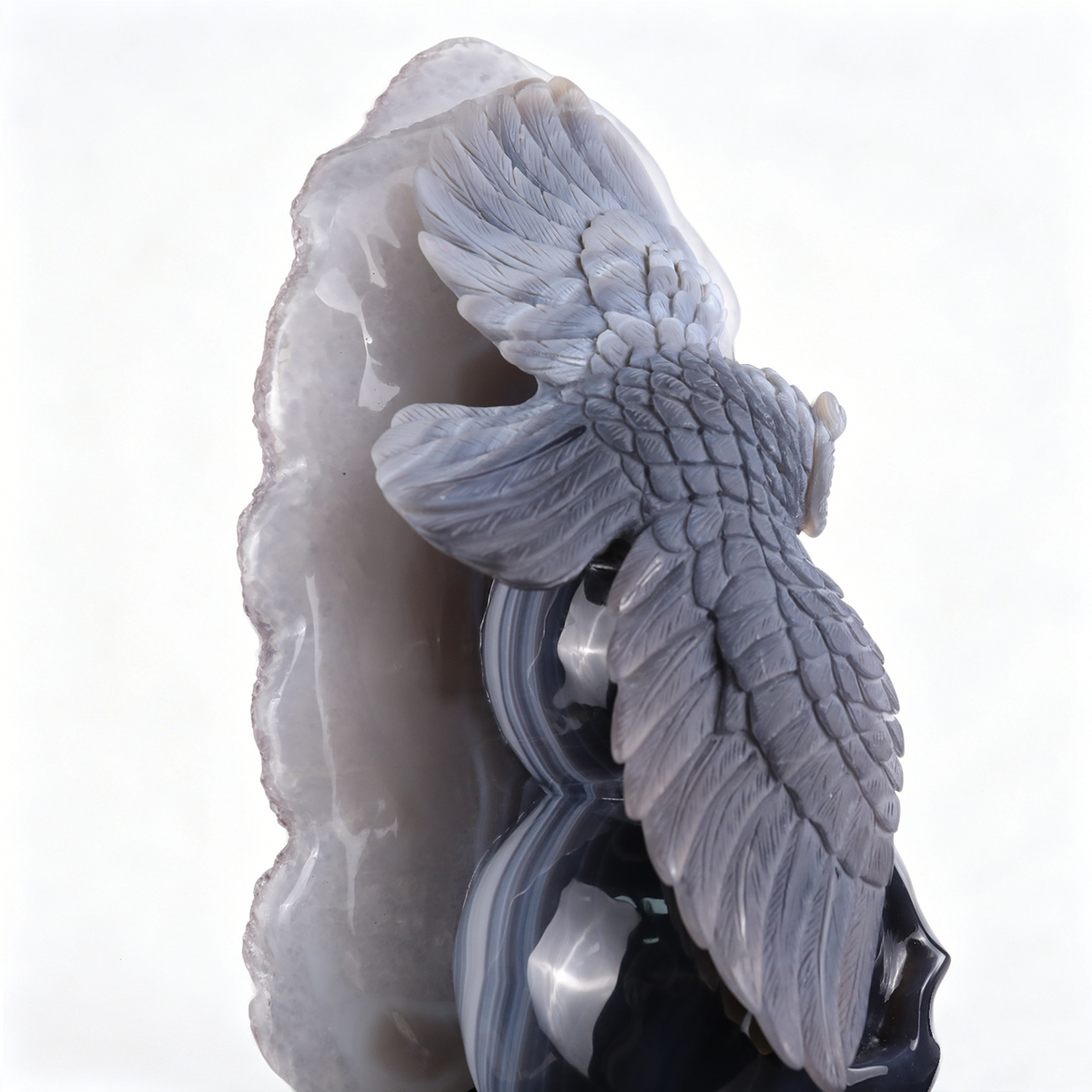 ‘The Owl of Minerva’ - Hand-Carved Agate Owl and Stacked Skulls on Amethyst Druzy Slab · Specimen No. 11