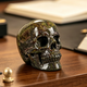 Main view of a 3-inch Dragon Bloodstone human skull carving