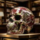 Additional view of a Dragon Bloodstone Titan human skull carving, custom-made in sizes from 7 to 14 inches.