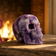 Main view of a 3-inch Dream Amethyst human skull carving