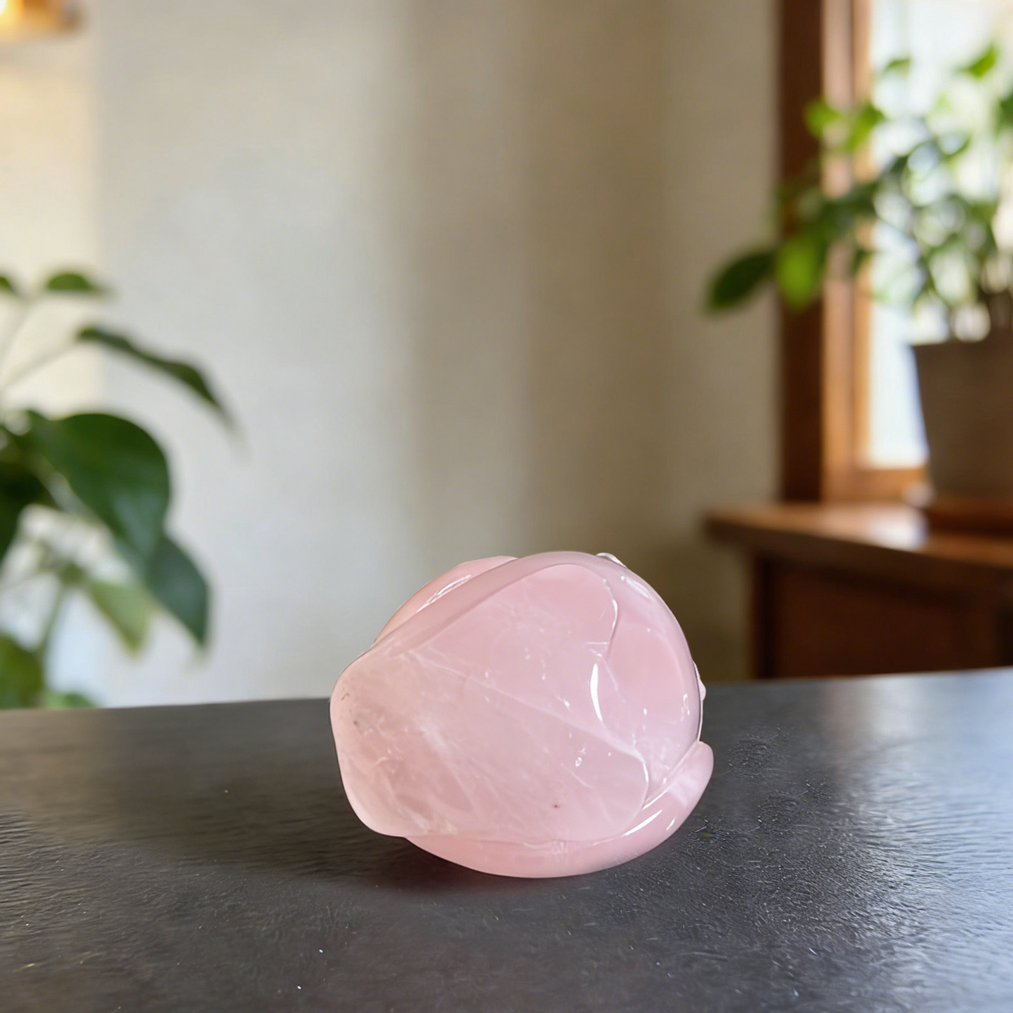 Rose Quartz Owl Carving – Hand Carved Natural Stone