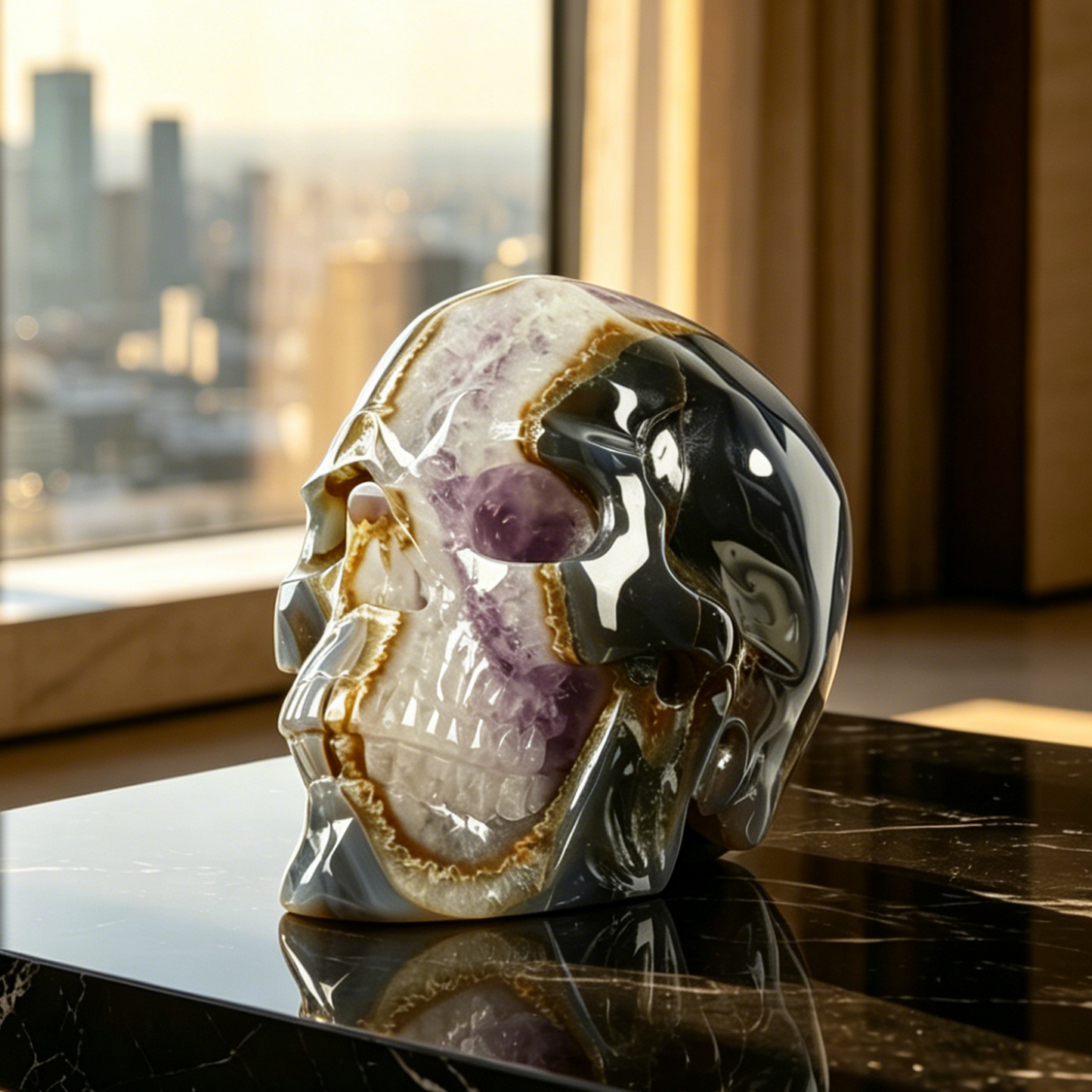 Amethyst Geode Skull - Hand Carved Natrual Crystal