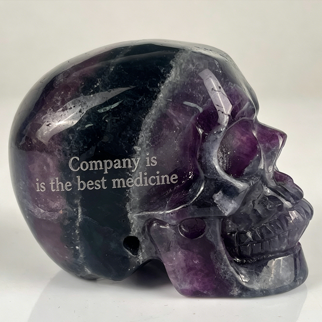 3 Inch Fluorite Crystal Skull – Hand Carved Natural Stone