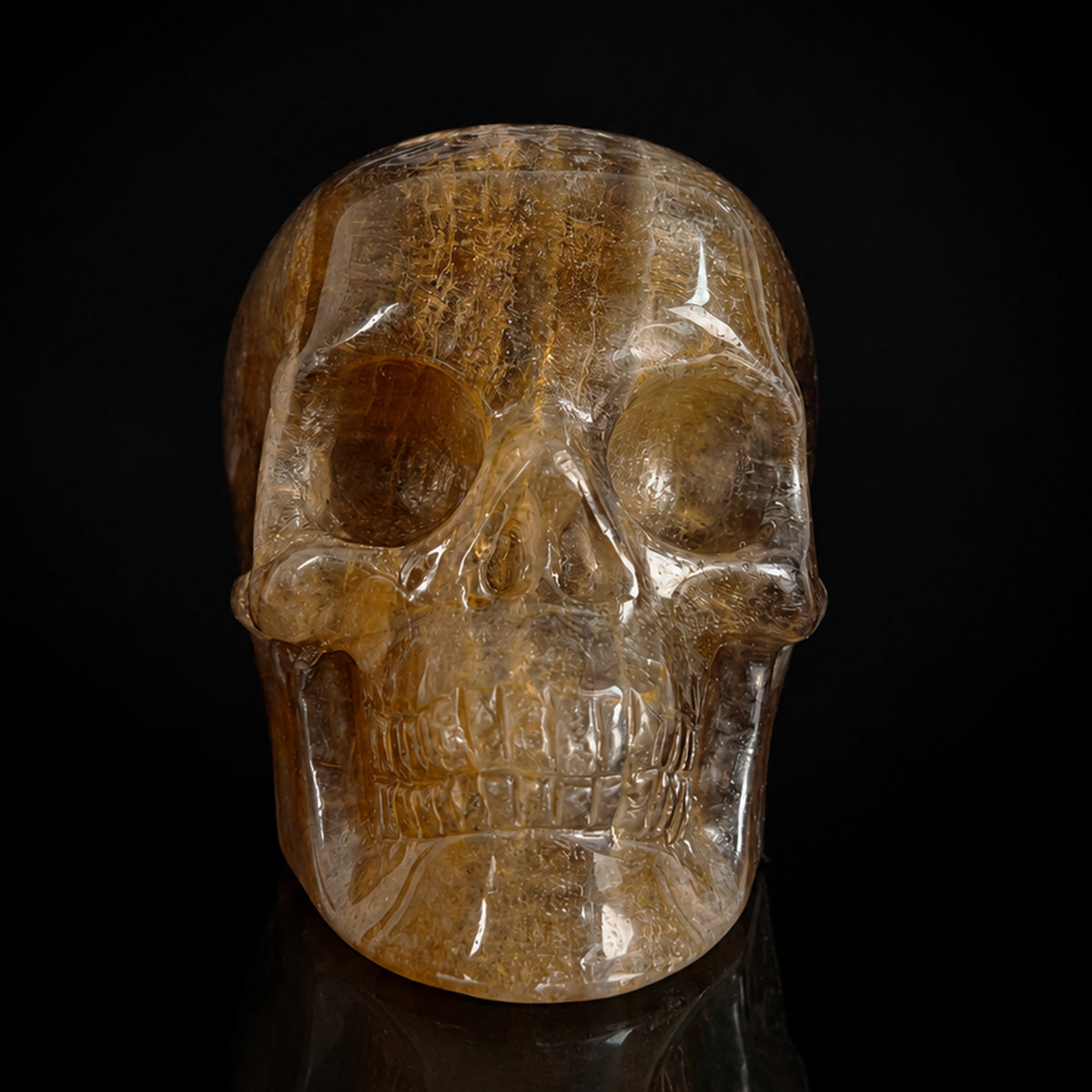 Front view of a 2-inch Fluorite human skull carving