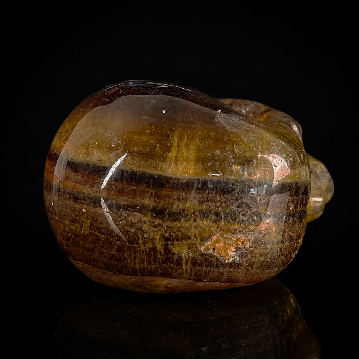 Top view of a 2-inch Fluorite human skull carving