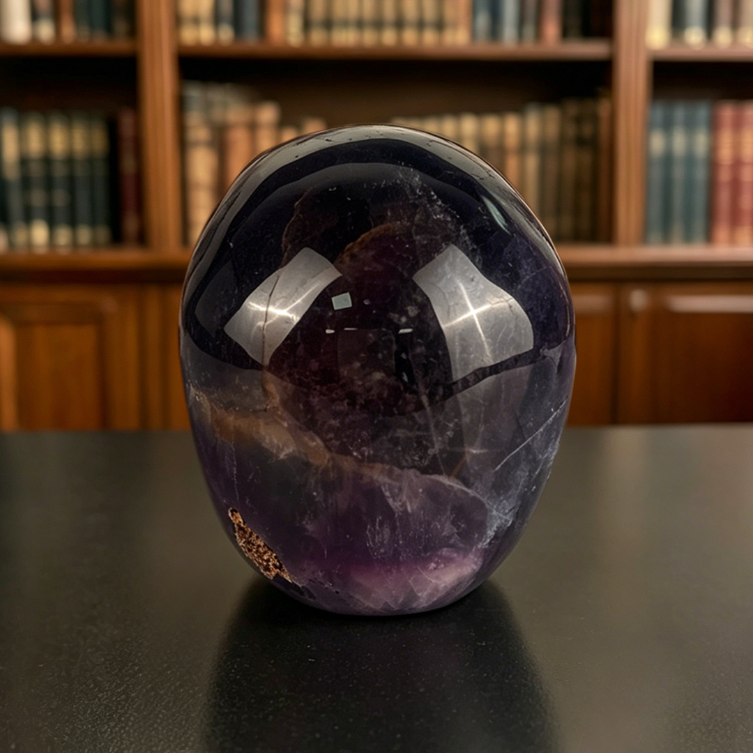 Back view of a 4.5-inch Fluorite human skull carving