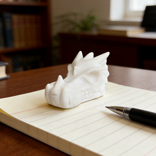 Additional view of a 3-inch Ivory Jade dragon skull carving