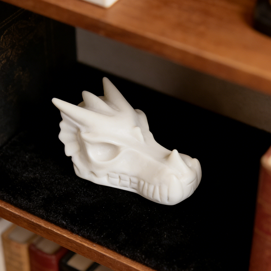 Additional view of a 4.2-inch Ivory Jade dragon skull carving