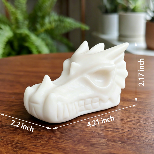 Additional view of a 4.2-inch Ivory Jade dragon skull carving