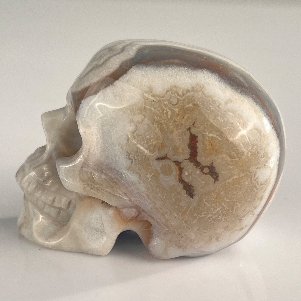 2" Red Crazy Lace Agate Crystal Skull – Pattern A