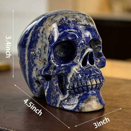 Additional view of a 4.5-inch Lapis Lazuli human skull carving