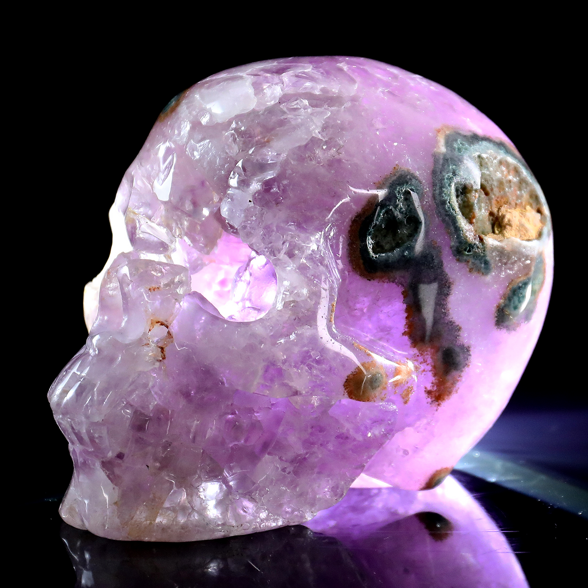 ‘The Cosmic Eye’ - Hand-Carved Amethyst Geode Skull with Natural Matrix · Specimen No. 30