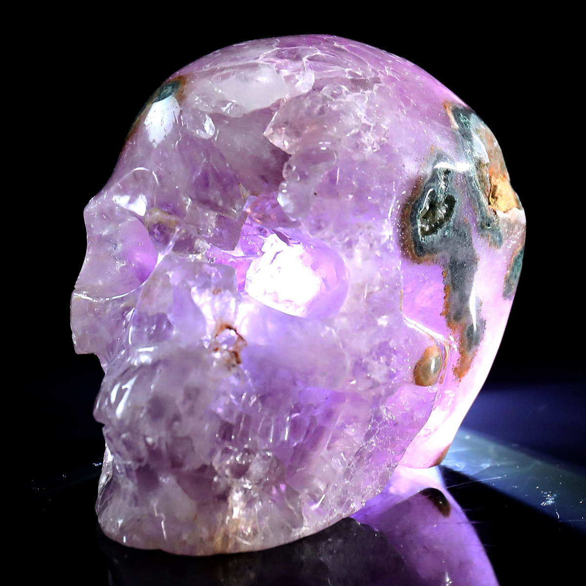 ‘The Cosmic Eye’ - Hand-Carved Amethyst Geode Skull with Natural Matrix · Specimen No. 30