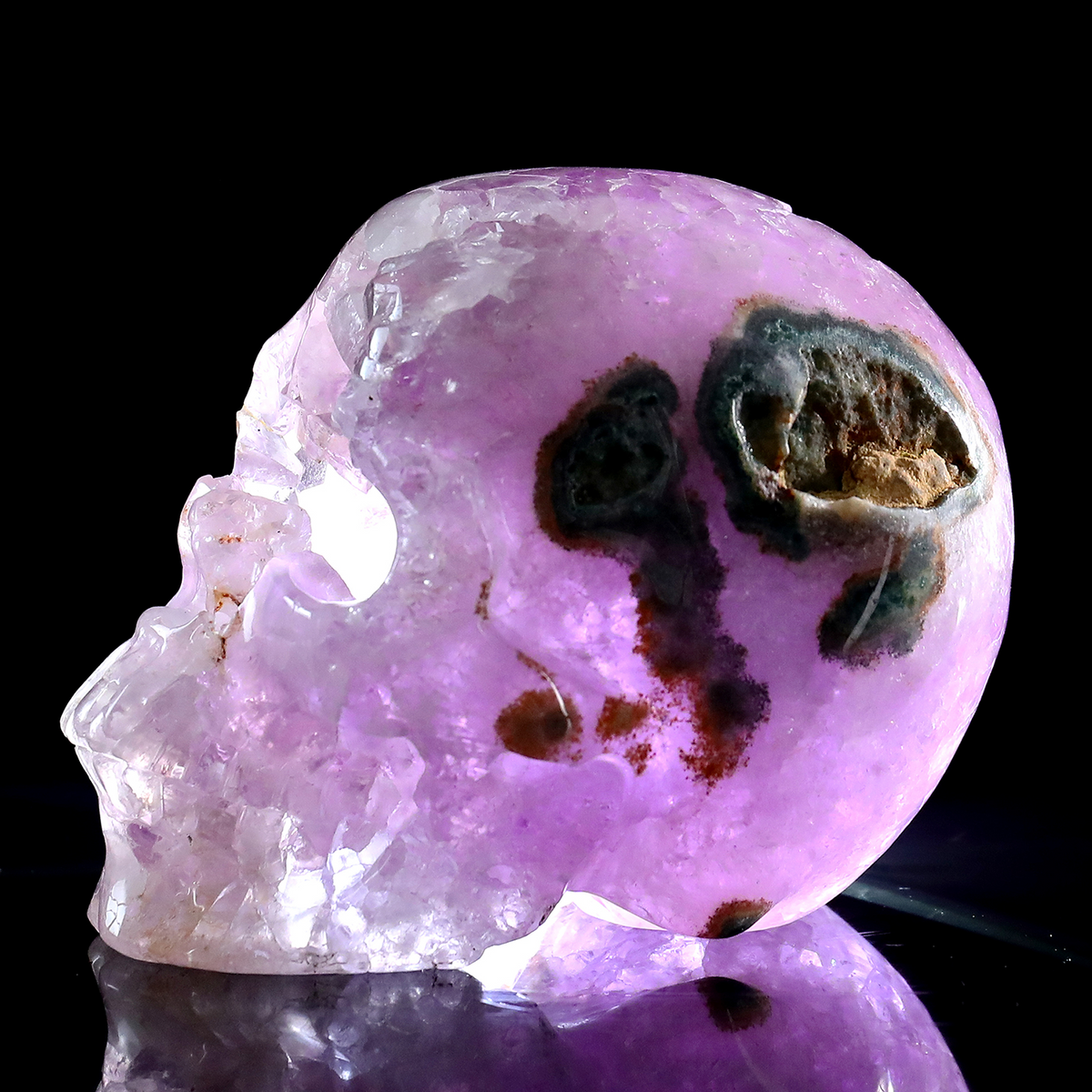 ‘The Cosmic Eye’ - Hand-Carved Amethyst Geode Skull with Natural Matrix · Specimen No. 30