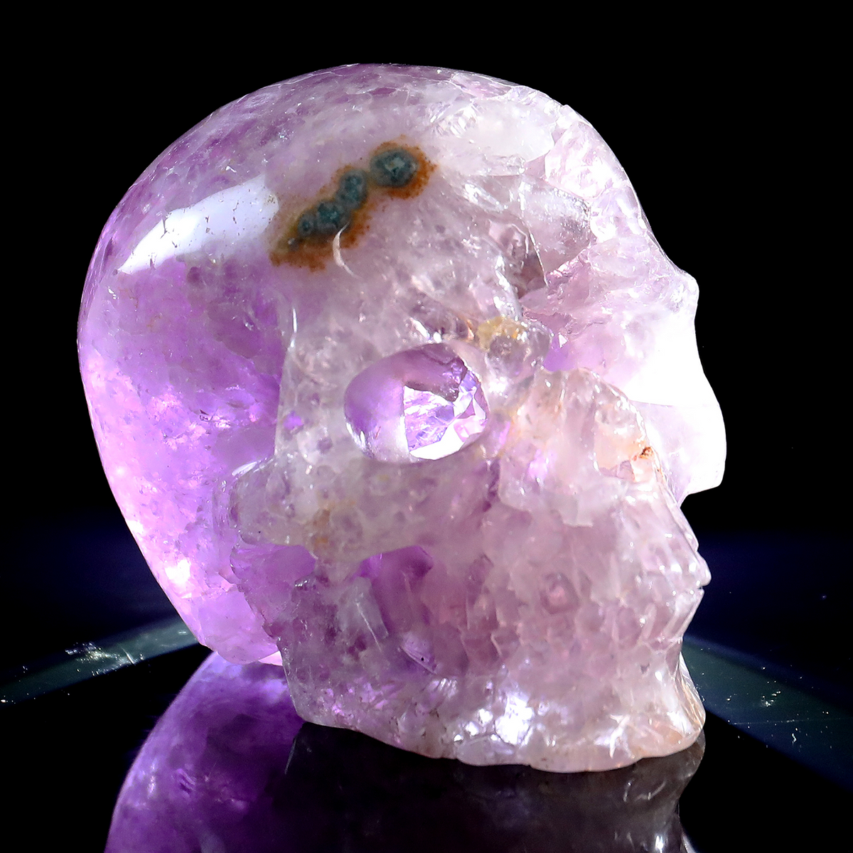 ‘The Cosmic Eye’ - Hand-Carved Amethyst Geode Skull with Natural Matrix · Specimen No. 30