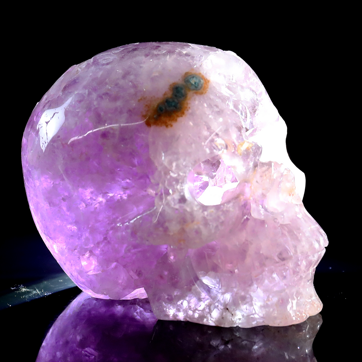 ‘The Cosmic Eye’ - Hand-Carved Amethyst Geode Skull with Natural Matrix · Specimen No. 30