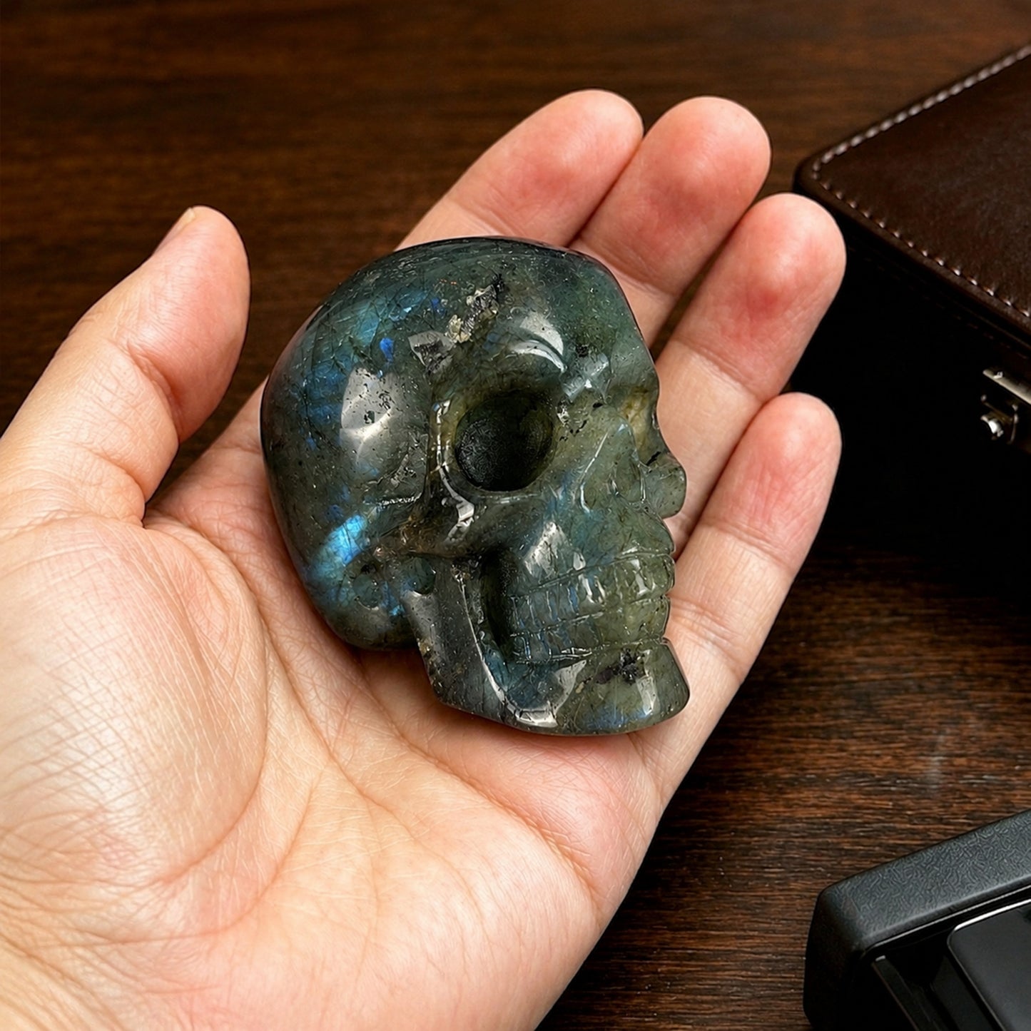 2 Inch  Blue Labradorite Crystal Skull – Hand Carved Natural Stone