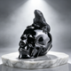 4" Black Obsidian Crystal Skull with Lizard