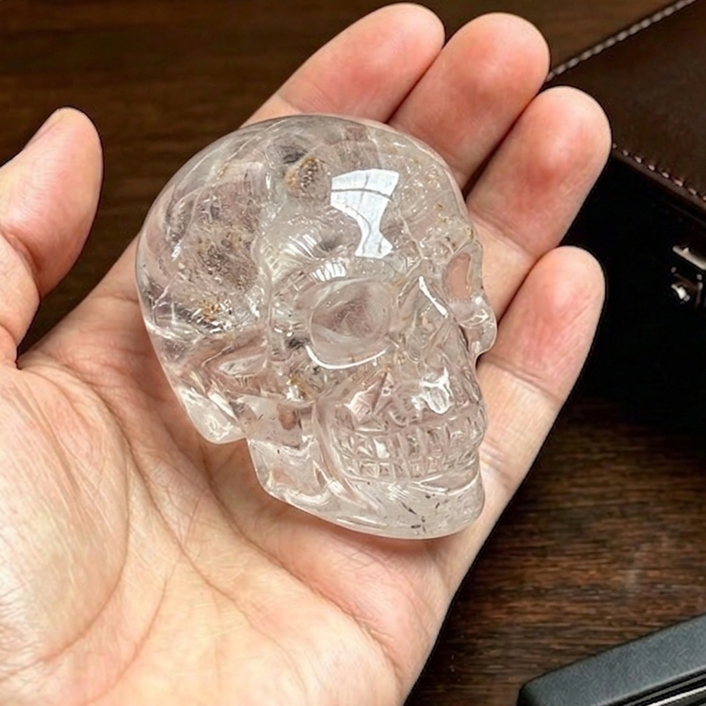 Crâne en cristal de quartz clair de 5 cm – Mini crâne en cristal