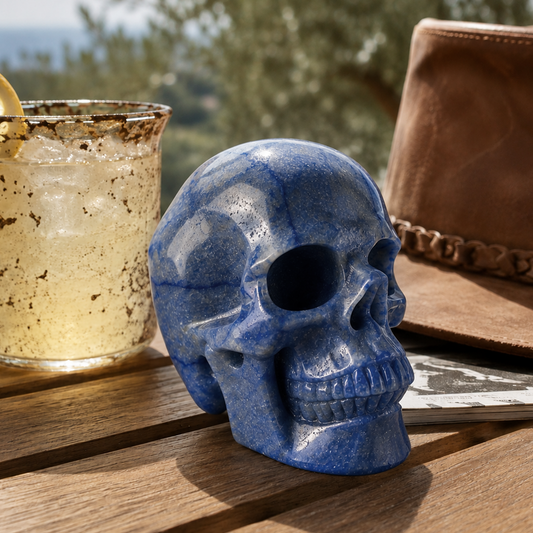 4.5" Blue Aventurine Crystal Skull - Pattern A