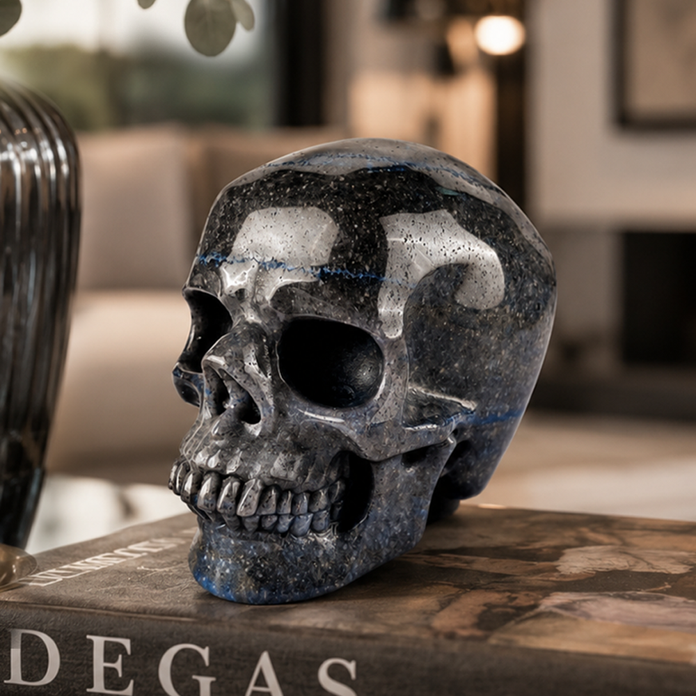 4.5" Blue Aventurine Crystal Skull - Pattern B