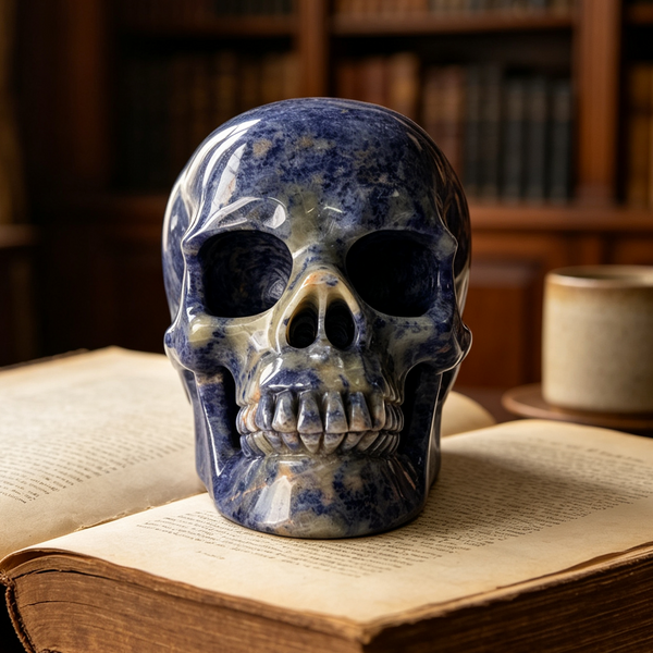 4.5 Inch Blue Lace Agate Crystal Skull – Hand Carved Natural Stone