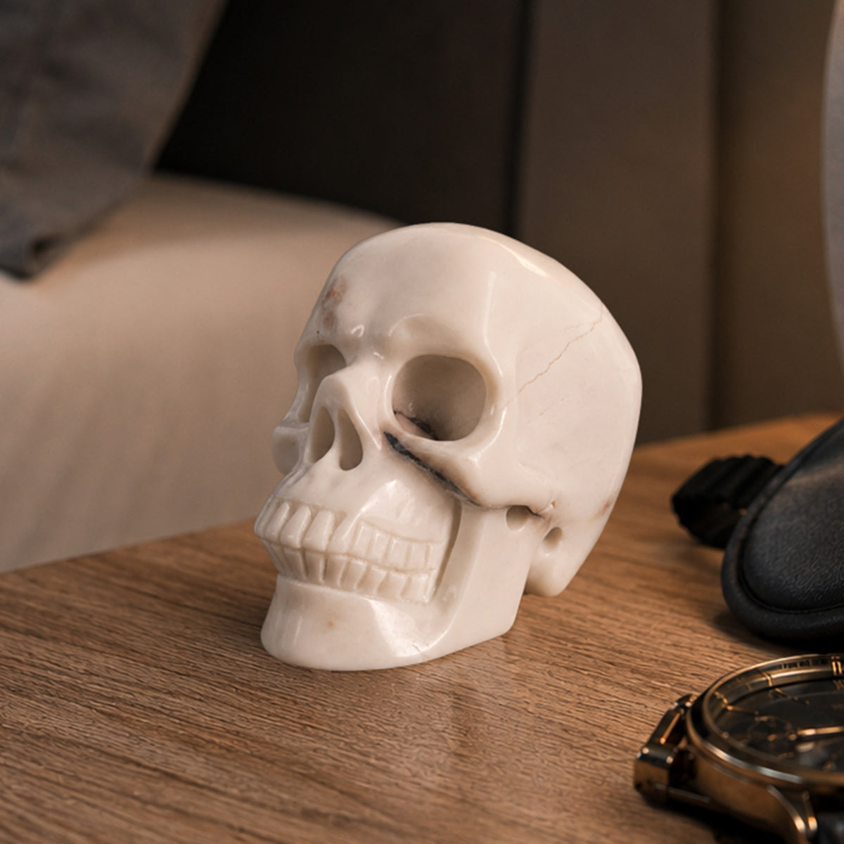 3" Ivory Jade Crystal Skull - Pattern B