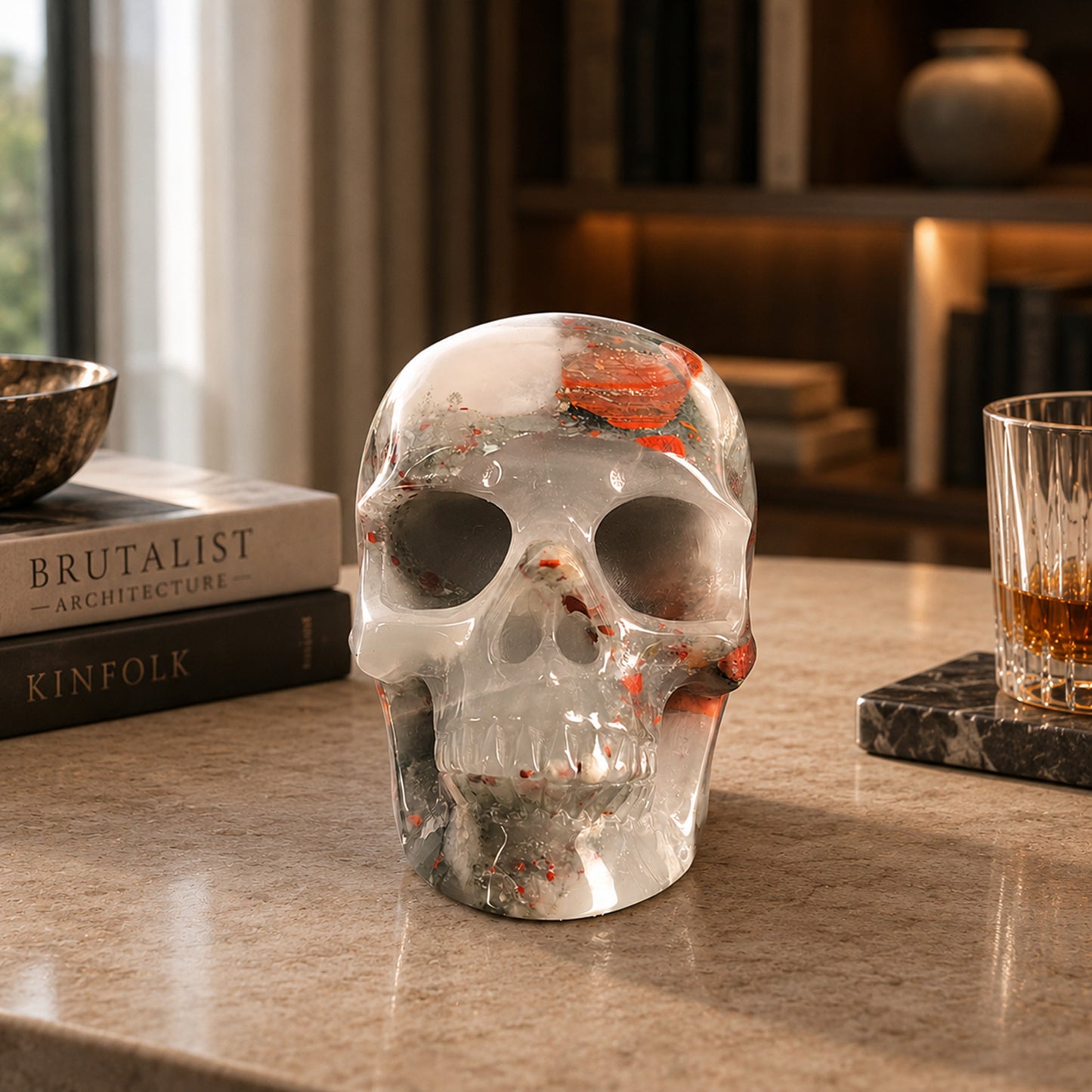 4.5" African Bloodstone Crystal Skull - Pattern B