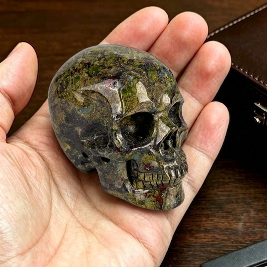 2 Inch Dragon Bloodstone Crystal Skull – Mini Gemstone Skull