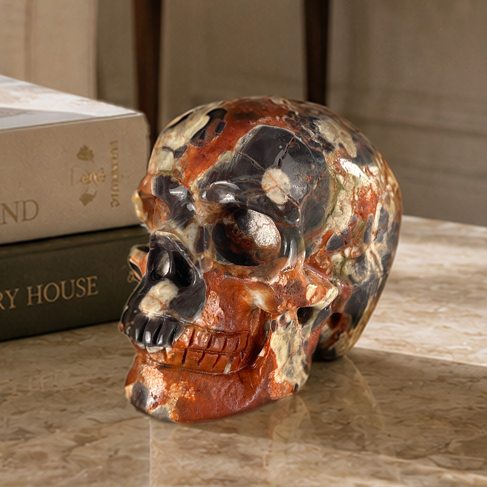 3" Money Agate Crystal Skull - Pattern A