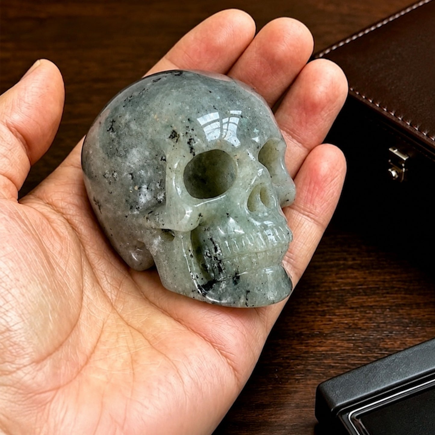 2 Inch Grey Labradorite Crystal Skull – Hand Carved Natural Stone