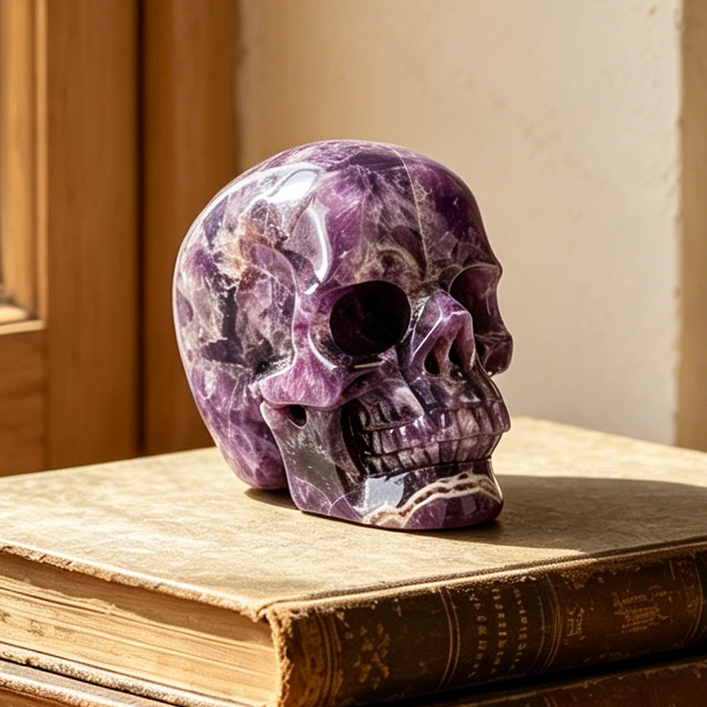 7,6 cm großer Amethyst-Kristallschädel – handgeschnitzter Heilstein