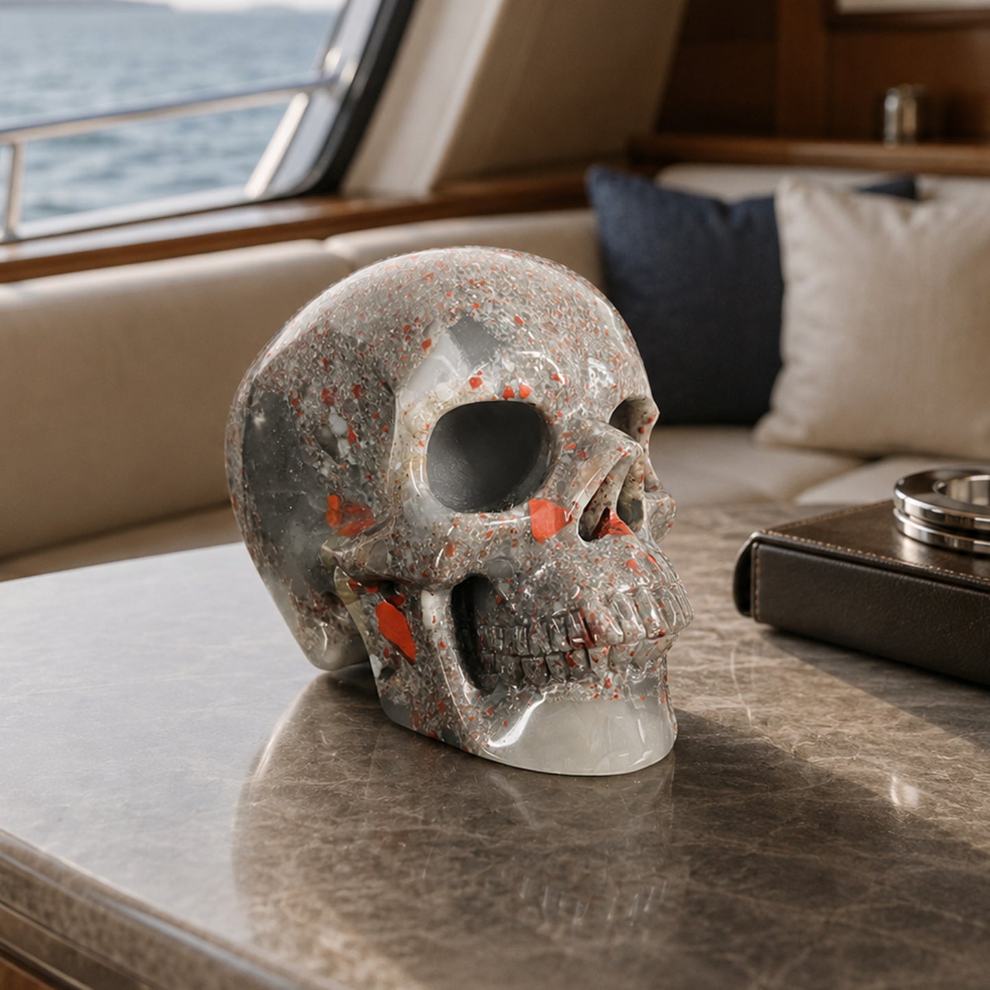 4.5" African Bloodstone Crystal Skull - Pattern C