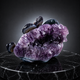‘The Violet Citadel’ - Coiled Banded Agate Sentinel in Raw Amethyst Cave · Specimen No. 28