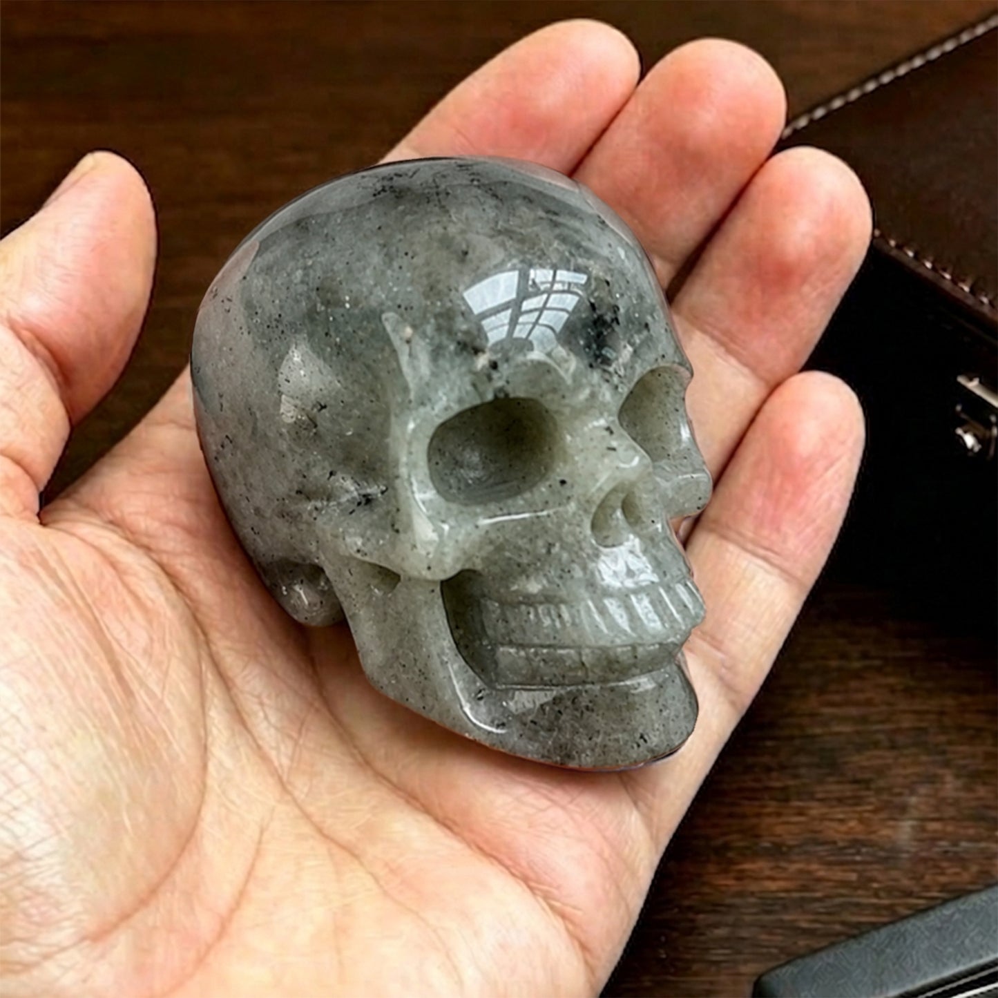 2 Inch Grey Labradorite Crystal Skull – Hand Carved Natural Stone